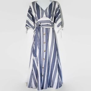 June & Hudson Tie Sleeve Striped Maxi Dress Size L